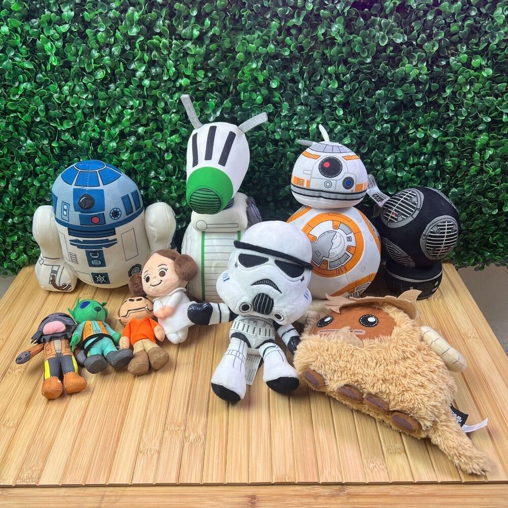 Star Wars Plush Bundle (10 Total) BB8 BB9 R2D2 D-0 Princess Leia Storm Trooper